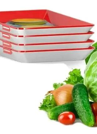 Багаторазовий лоток для зберігання харчових продуктів у вакуумному пакованні clever біло-червоний hs