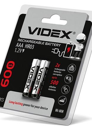 Акумулятор videx rechargeable r-03 600 mah 1.2v (hr03,size aaa, nimn) батарейка