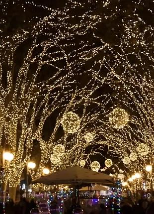 Вулична гірлянда 800 led-діодів 50 метрів (теплий колір,зелений дріт) 800lwarmwhite