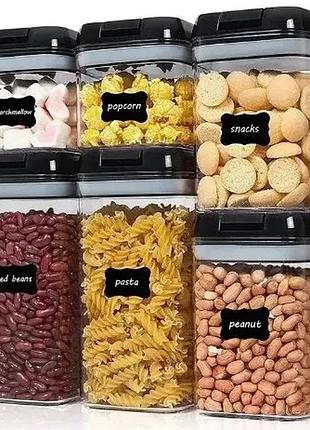 Набір контейнерів для зберігання їжі, сипких та круп food storage container set 6 ємностей з герметичними кришками