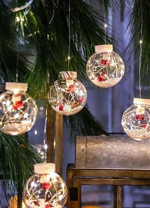 Xmas гирлянда с дедом морозом 200l m-1 copper curtain ball lamp мультицветная 3m*1.5m