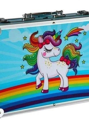Набор для рисования в алюминиевом чемодане единорог 145 предметов 2