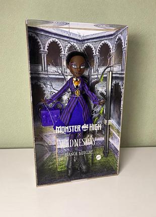 Колекційна оригінальна лялька monster high x wednesday: б’янка барклей (bianca barclay / mattel jdr71)