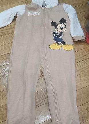 Ромпер для хлопчика mickey mouse бежевий з білим