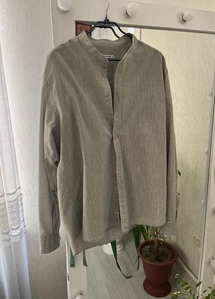 Чоловіча сорочка без коміра, 3xl, сіра
