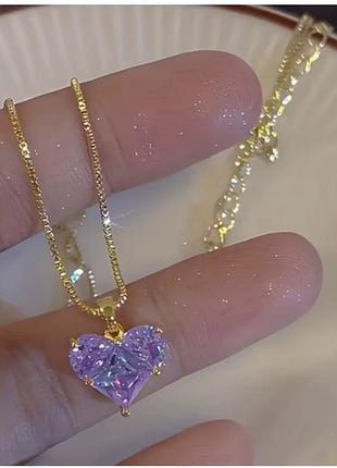 Комплект колье, серьги сердце 3
