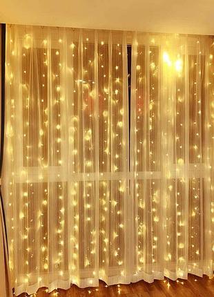 Гирлянда штора 2х2 м xmas 160 led теплый белый +соединитель
