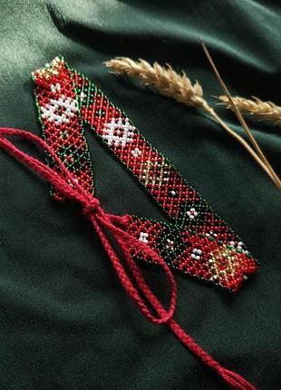 Намисто українське червоне традиційне відтворення старовинне давній орнамент