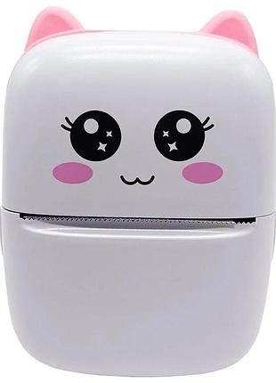 Портативный термопринтер bambi cat mini printer розовый