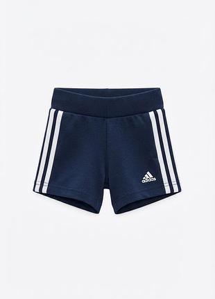 Детские спортивные шорты / шорты adidas темно-синие с белыми полосками