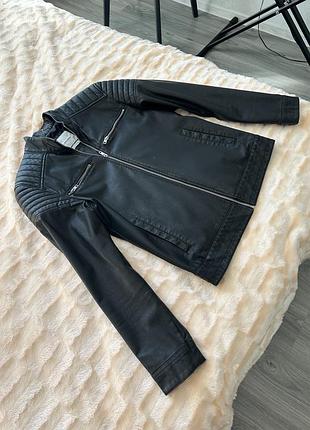 Куртка чоловіча pull bear шкіряна чорна розмір m 4