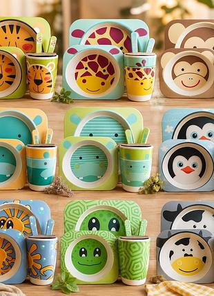 Детский набор бамбуковой посуды bamboo kids set 5 предметов эко посуда для детей