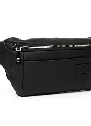 Сумка crossbody кожаная мужская на пояс черная модная бананка кроссбоди слинг bretton 8786-56a