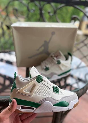 Кросівки жіночі nike air jordan 4 retro sb white/green, розмір 38, довжина устілки 24 см