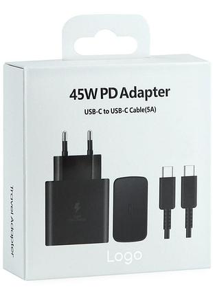 Блок питания samsung type-c pd 45w кабель type-c to type-c 1:1 технологии pd/pps с напряжением 3.3-11.0v black 2