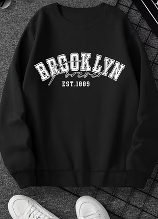 Мужской свитшот oversize «brooklyn forever» - черный