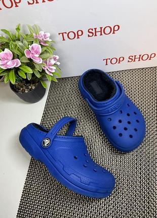 Оригінальні крокси з хутром дитячі crocs сабо шльопанці