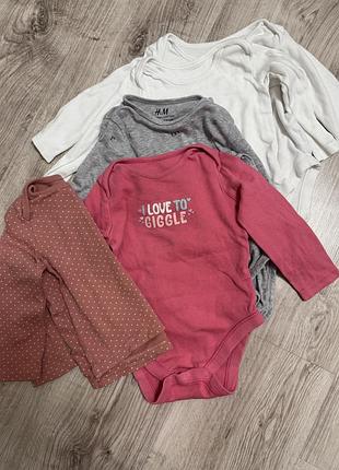 Набір боді для дівчаток h&m з довгим рукавом 9-12 місяців (74-80 см)
