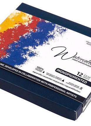 Набір акварельних фарб monopigmented 12 кольорів по 2.5мл кювет картон rosa gallery
