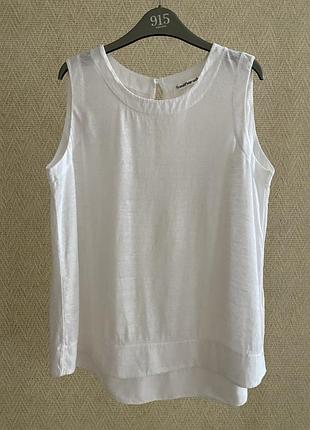 Біла лляна блуза без рукавів / топ transit par-such (італія), s, m