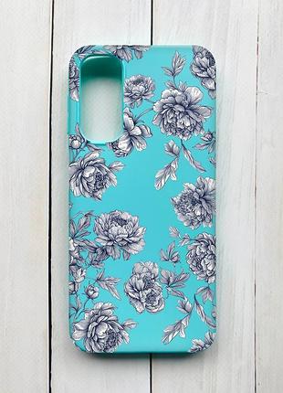 Матовый бирюзовый чехол на samsung galaxy a24 ночные цветы (принт 432)