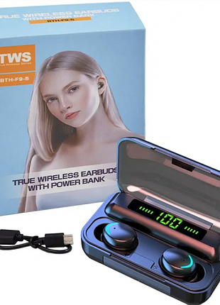 Бездротові сенсорні навушники tws bth-f9-5 з bluetooth на 2000 ма·год
