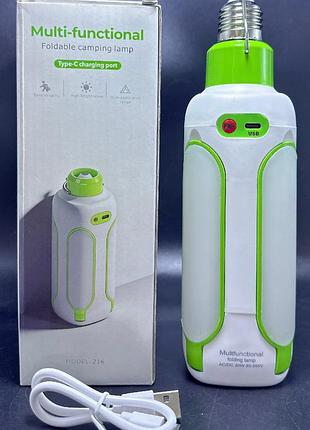 Аварийный кемпинговый фонарь-лампочка multi-functional foldable camping lamp dy-216 (model 216) с цоколем e27, type-c и крючком