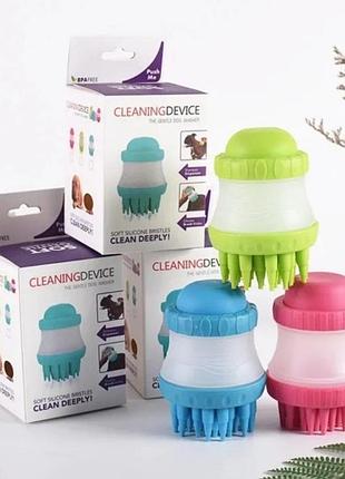 Щітка для купання животних силіконова з дозатором для шампуню cleaning device