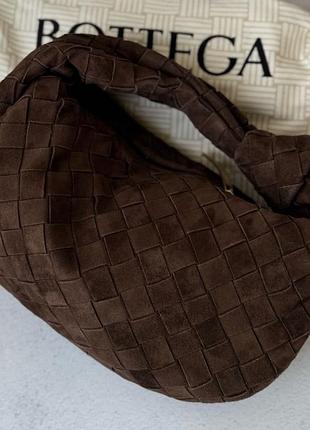 Сумка жіноча bottega veneta jodie коричнева маленька замшева