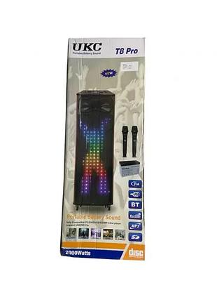 Портативная колонка t8 pro (usb, sd, bluetooth, fm, karaoke)
