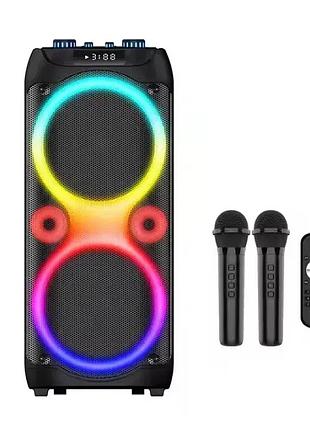Беспроводная караоке-колонка sps zqs10213 60w, 2х10", rgb подсветка, с двумя микрофонами и tws