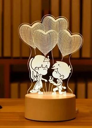 Светодиодная 3d-лампа от usb "влюбленные" creative visualization lamp