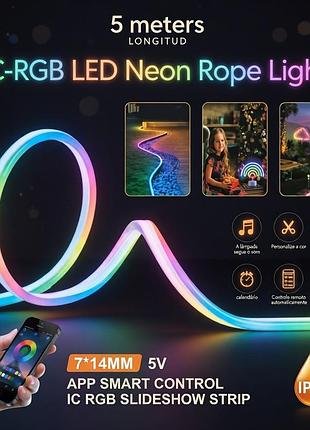 Светодиодная неоновая usb led лента (5 метров) с app и пультом