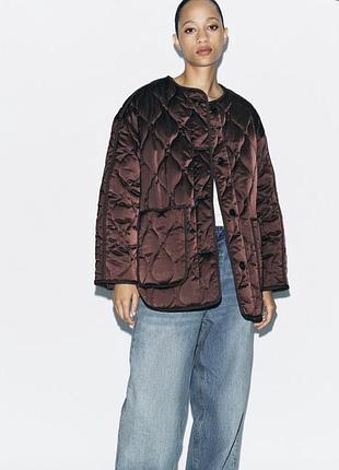 Куртка zara шоколадна стьобана