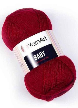 Пряжа baby темно-червоний 100% акрил 150м 50г 5шт/уп 3024 тм yarnart