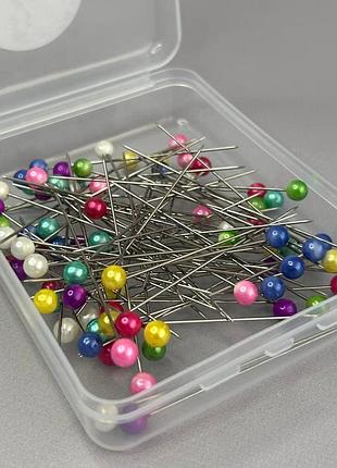 6,5 см подовжені кравецькі шпильки з кольоровими головками, 50 шт.