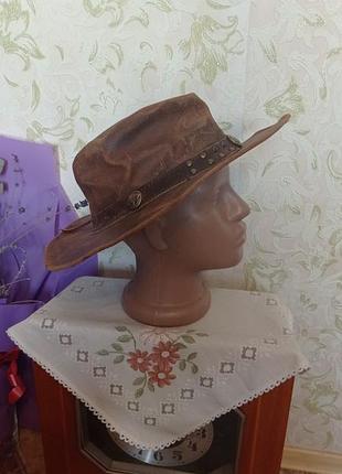 Шляпа ковбойская кожаная sidewinder headwear