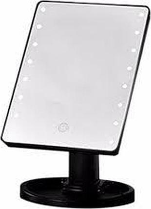 Настольное зеркало для макияжа с led подсветкой 22 светодиода black черное
