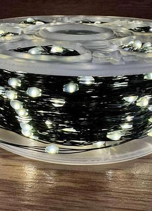 Гирлянда роса зеленая на проволоке, 20 метров, 200 led, usb, 5336