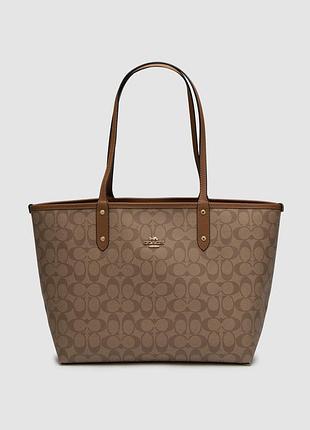 💎 coach reversible signature city tote khaki saddle