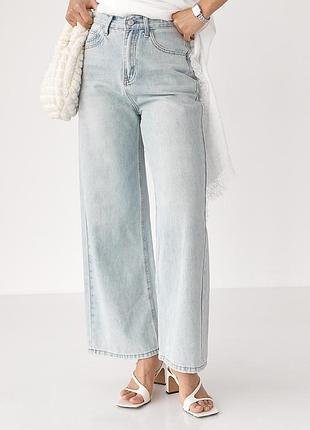 Прямі блакитні джинси wide leg — блакитний колір, xl l