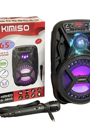 Портативна акустична колонка kimiso qs-3603 (6.5") з мікрофоном і світломузкою