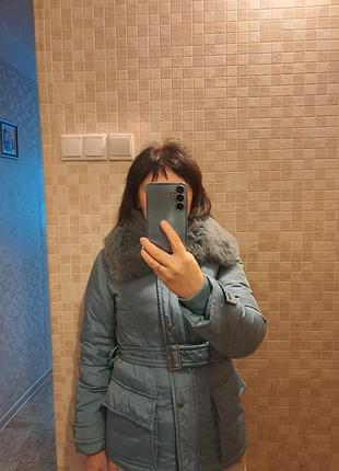 Куртка жіноча зимова з хутром, блакитна