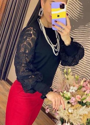 Кофта  з ажурним рукавом 5