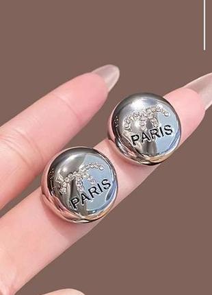Клипсы по типу шанель,paris, сзади24анс, тренд, бренд