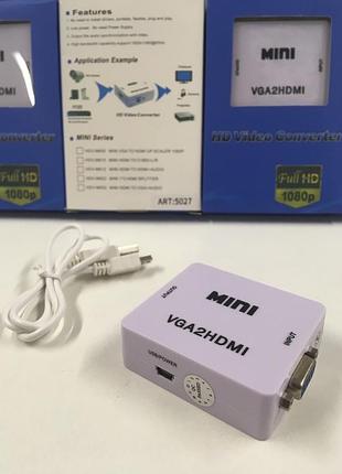 Конвертер адаптер перехідник з vga hdmi відео зі звуком 1080p