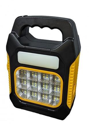 Фонарь с повербанком на солнечной батарее переносной led solar jy-978a черно-желтый