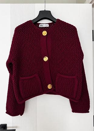 Жіночий кардиган zara бордовий