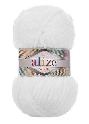 Пряжа softy plus 55 5шт/уп белый 100% микрополиэстер 100г 120м тм alize