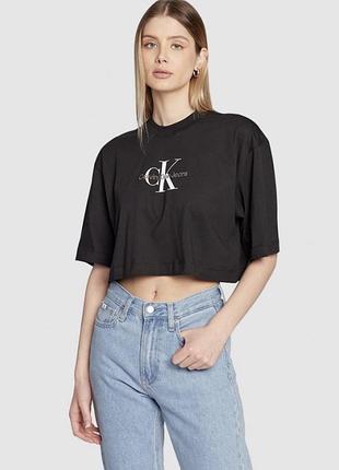 Графітова вкорочена футболка calvin klein 🩷